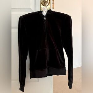 Vintage Juicy Black Velour Zip Hoodie, size M